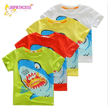 cheap price summer t-shirt cotton clothing young boy shirt kids t shirt shark printing boys t-shirt